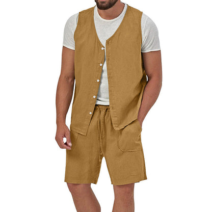 Herren Leinenanzug Lässig Elegant Sommer