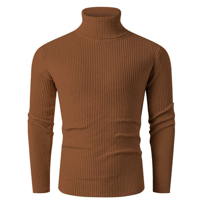 Herren Rollkragenpullover Gerippt Strick Modern Schwarz
