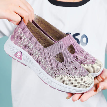 Damen Sneaker Slip-On Atmungsaktiv Bequem Sportlich
