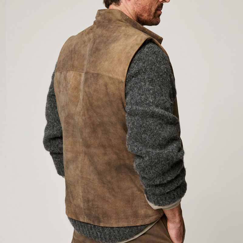 Herren Lederweste Elegant Wildleder Modern Schwarz