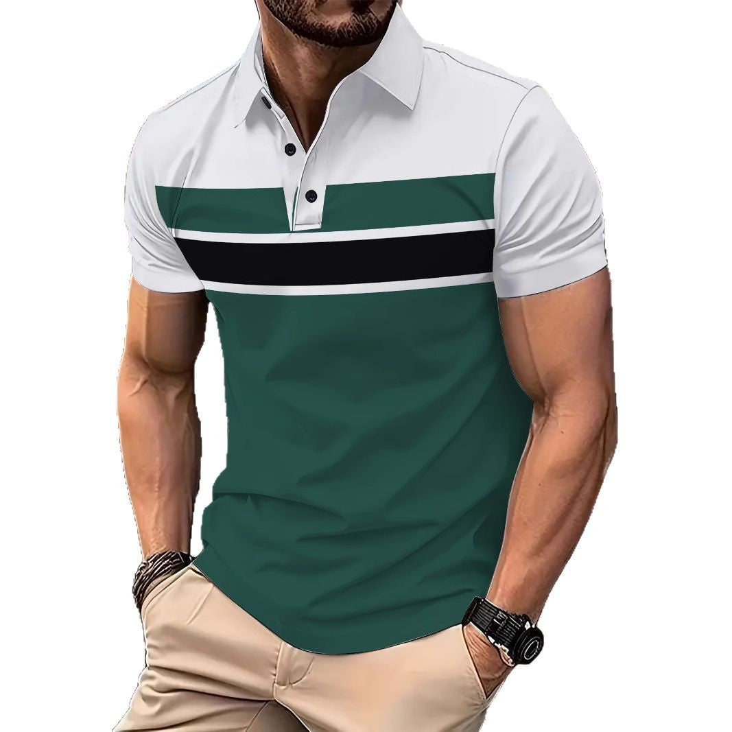Herren Poloshirt Kurzarm Streifenmuster Modern