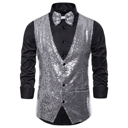 Herren Sakko Elegant Pailletten mit Fliege Modern
