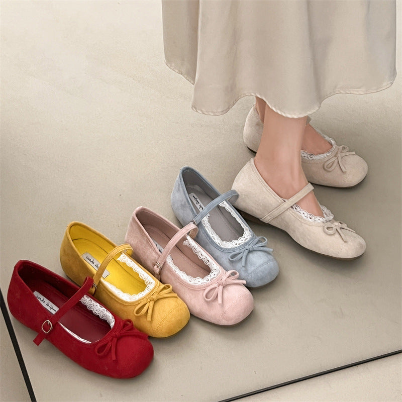 Damen Ballerinas Elegant Spitze Schnallenverschluss