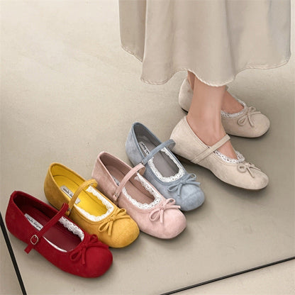 Damen Ballerinas Elegant Spitze Schnallenverschluss