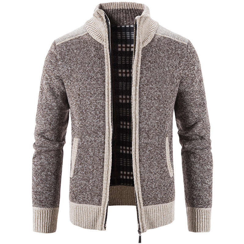 Herren Strickjacke Stehkragen Modern Strukturiert