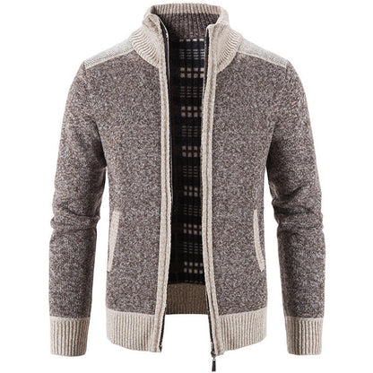 Herren Strickjacke Stehkragen Modern Strukturiert