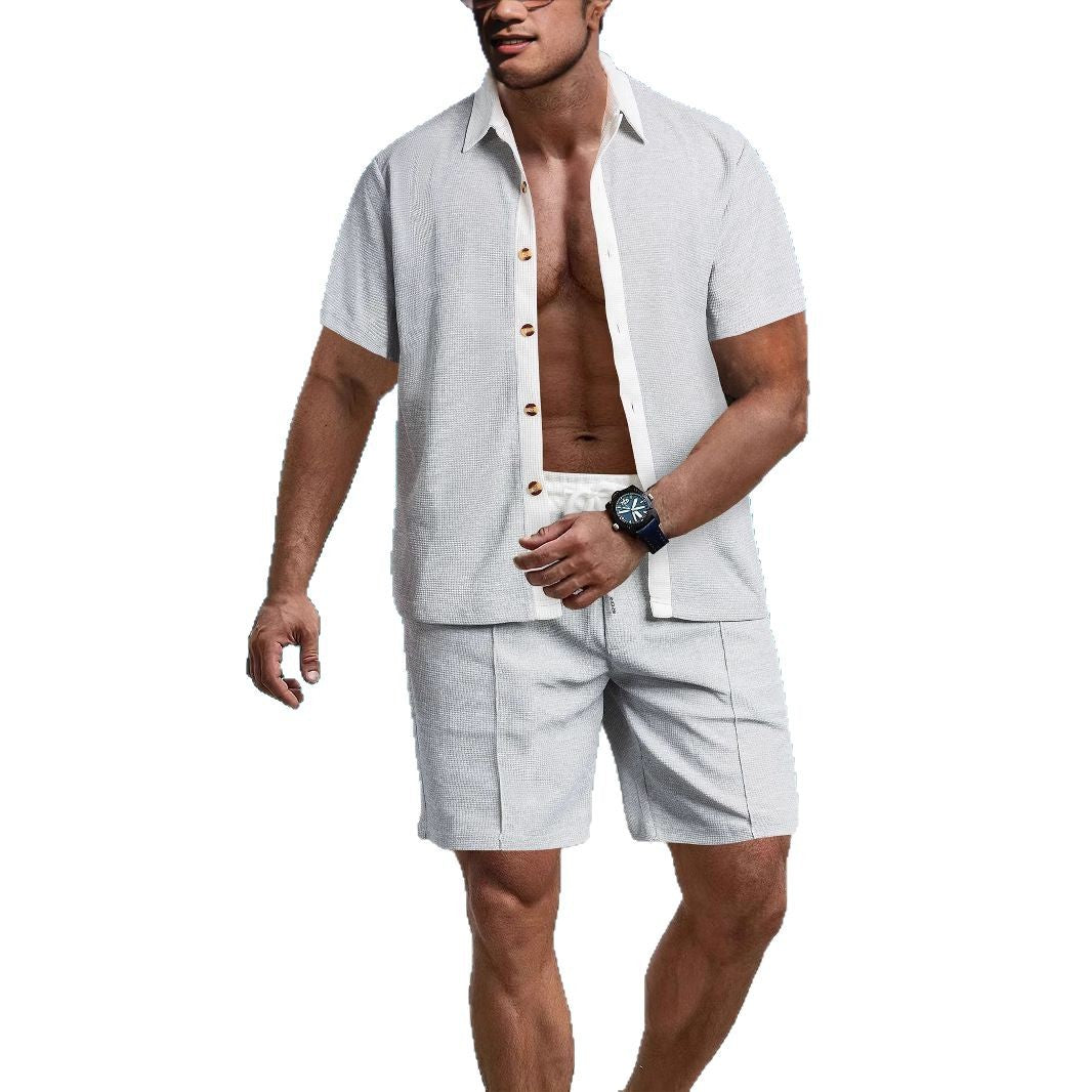 Herren Kurzarmhemd und Shorts-Set Atmungsaktiv Modern