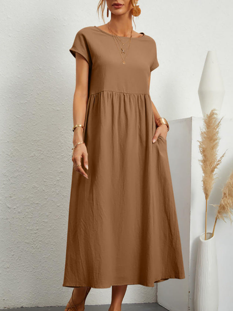 Damen Midikleid Lässig Mit Taschen Sommerkleid