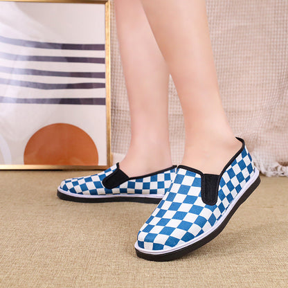 Damen Sneaker Karo Slip-On Comfort Schuhe
