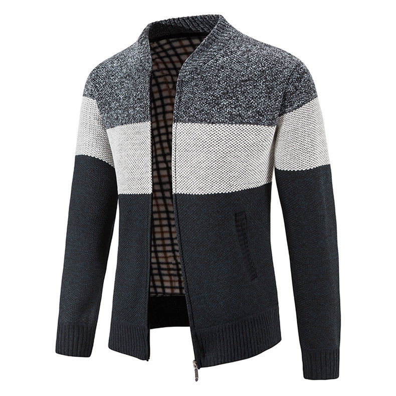 Herren Strickjacke Modern Karo Innenausstattung Zipper