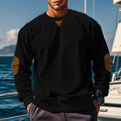 Herren Strickpullover Leder Details Modern