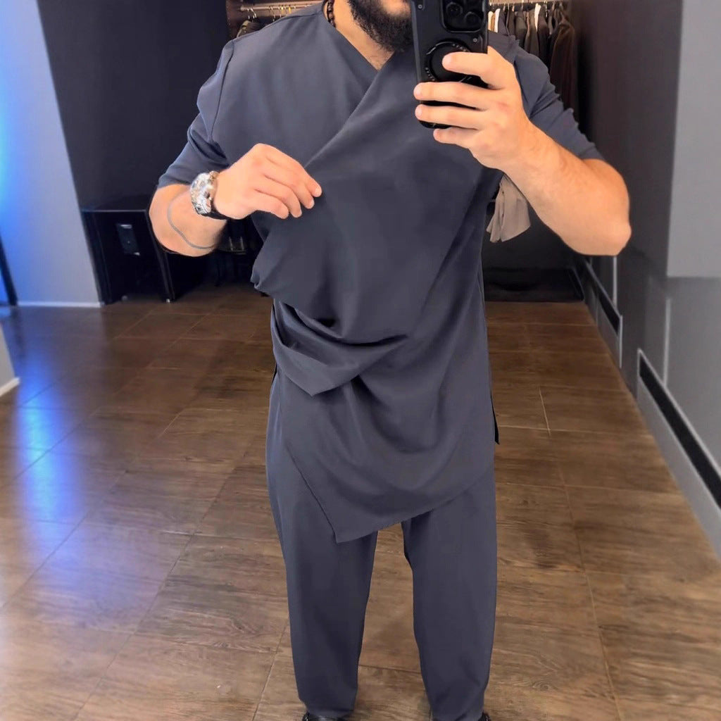 Herren Wickelbluse Stylisch Modern mit Drapierung - BerlinGlamour