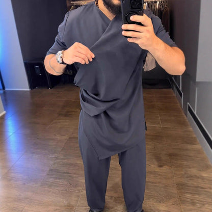 Herren Wickelbluse Stylisch Modern mit Drapierung - BerlinGlamour