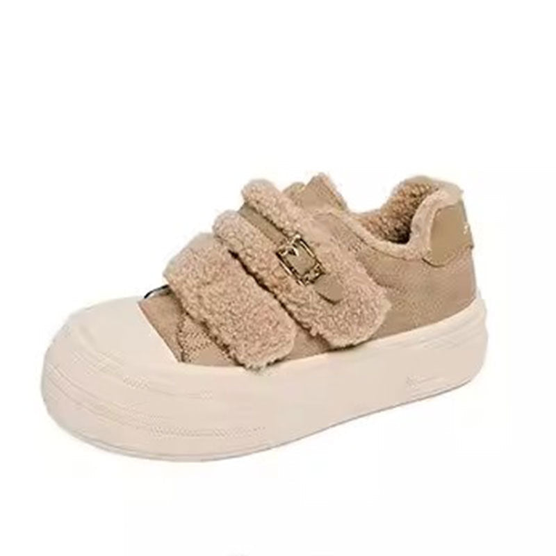 Damen Sneaker Bequem Kuschelig Mit Klettverschluss