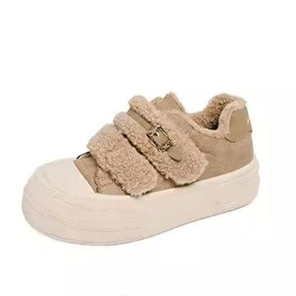 Damen Sneaker Bequem Kuschelig Mit Klettverschluss