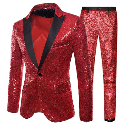 Herren Paillettenanzug Set Glitzernd Party