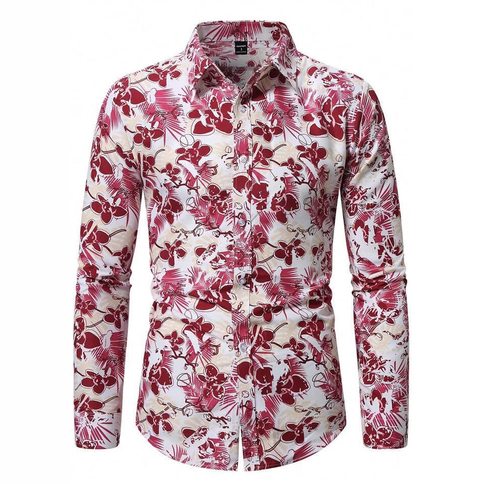 Herren Langarmhemd Floral-Design Elegant Modern