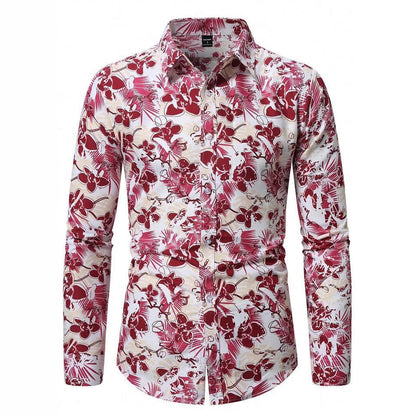 Herren Langarmhemd Floral-Design Elegant Modern