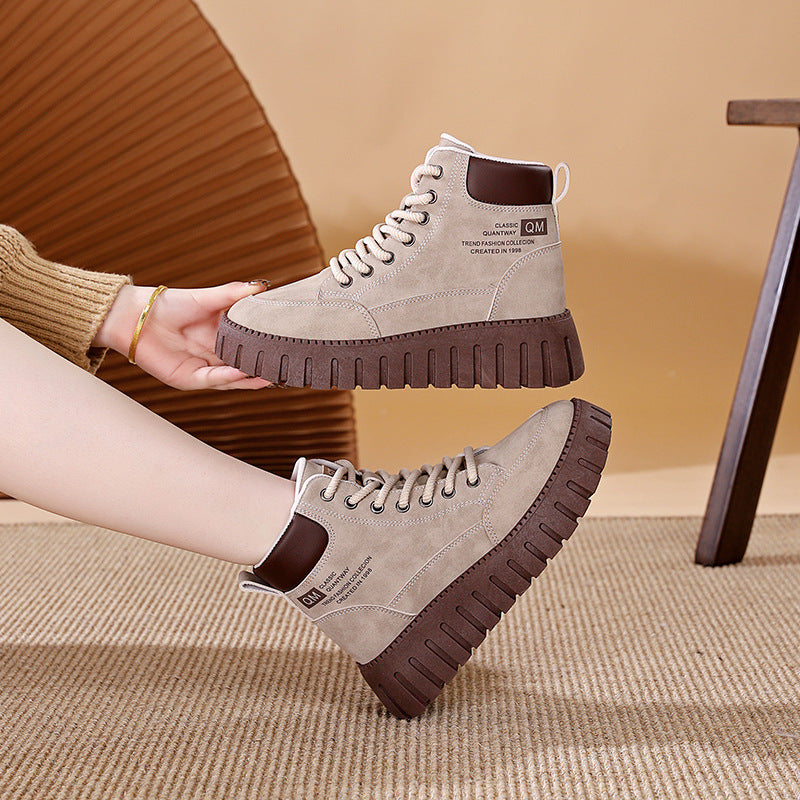 Damen Sneaker High-Top Dicksohle Trendy Schuhe Frauen