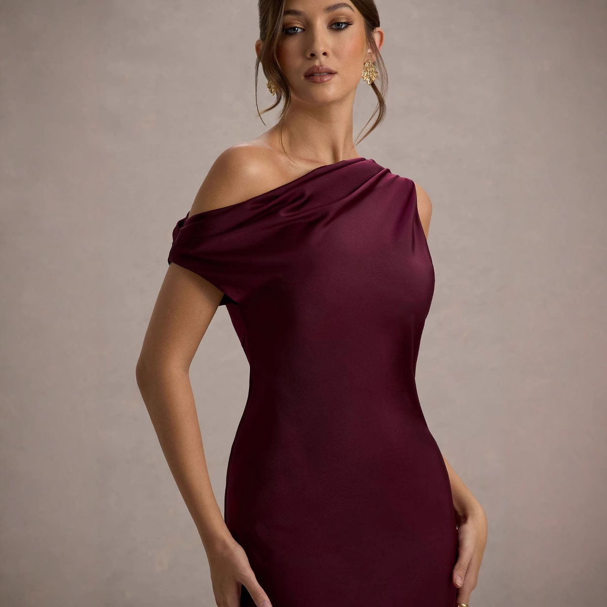 Elegantes Abendkleid Damen Asymmetrisch Figurnah