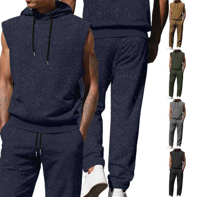 Herren Sportset Ärmellos Hoodie Jogginghose Bequem