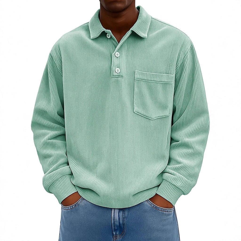 Herren Poloshirt Lässig Ripp Design Mit Brusttasche