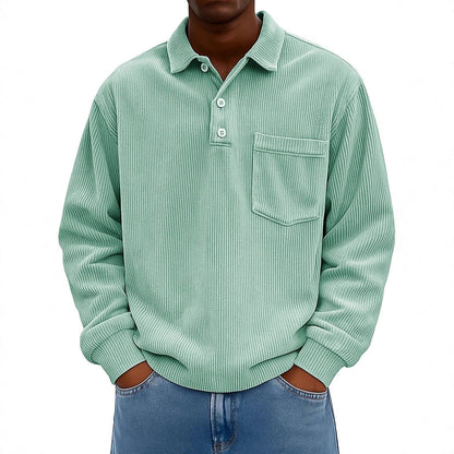 Herren Poloshirt Lässig Ripp Design Mit Brusttasche