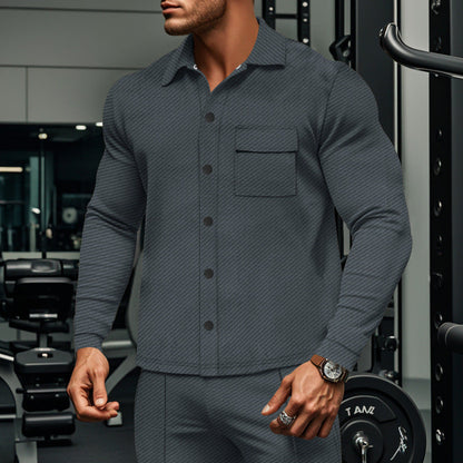 Herren Jacke Elegant Strukturiert mit Taschen Schwarz - BerlinGlamour