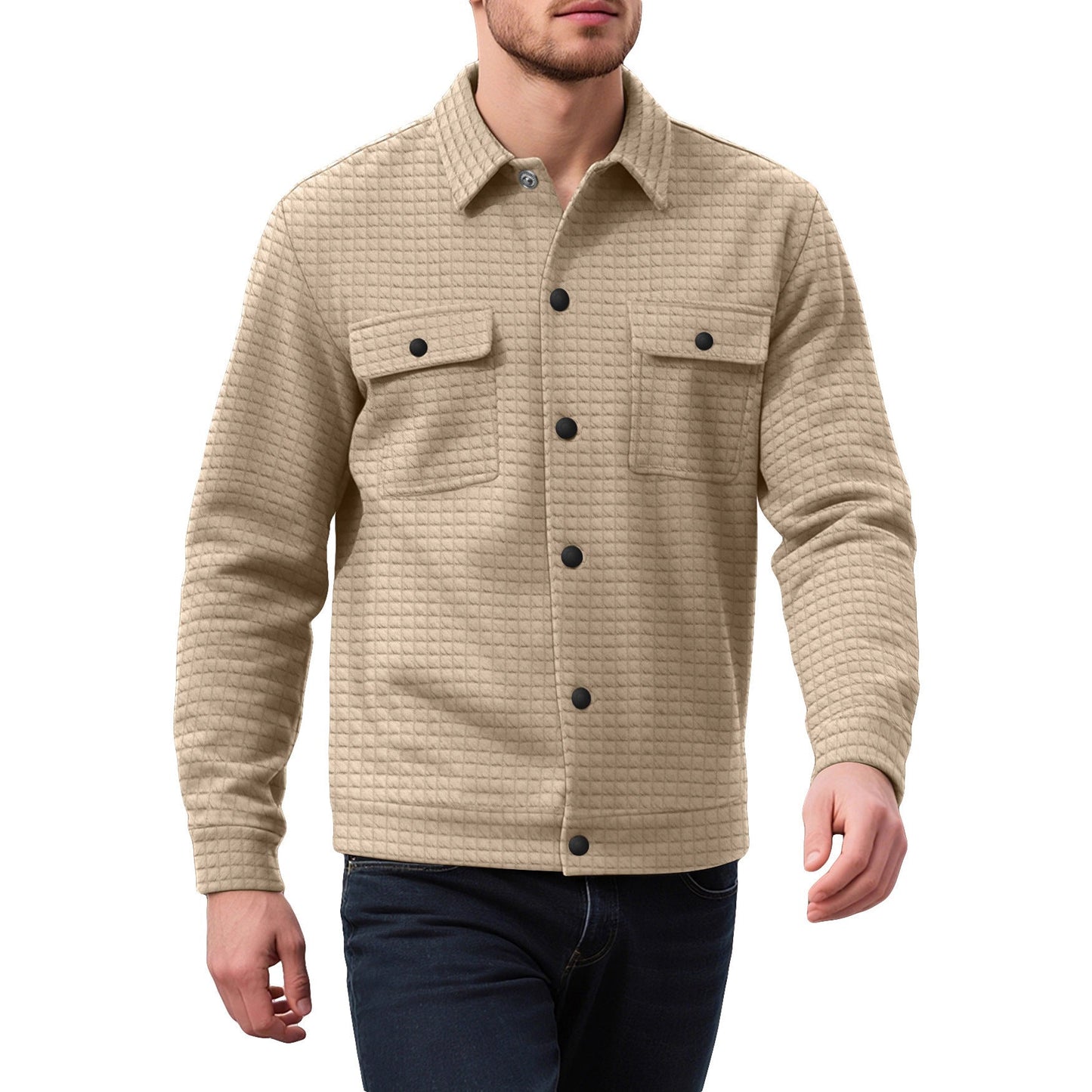 Herren Flanelljacke Lässig Mit Taschen Strukturiert