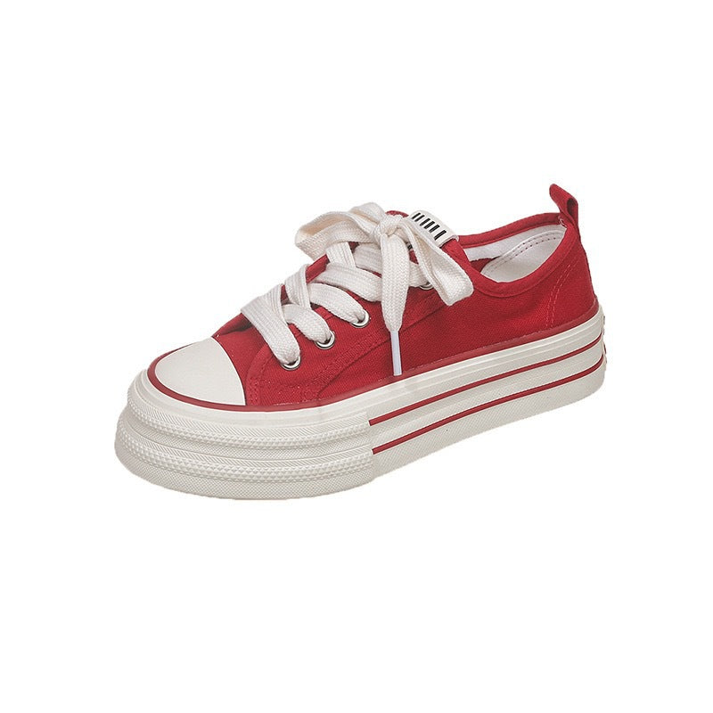 Damen Plateausneaker Sportlich Atmungsaktiv Canvas