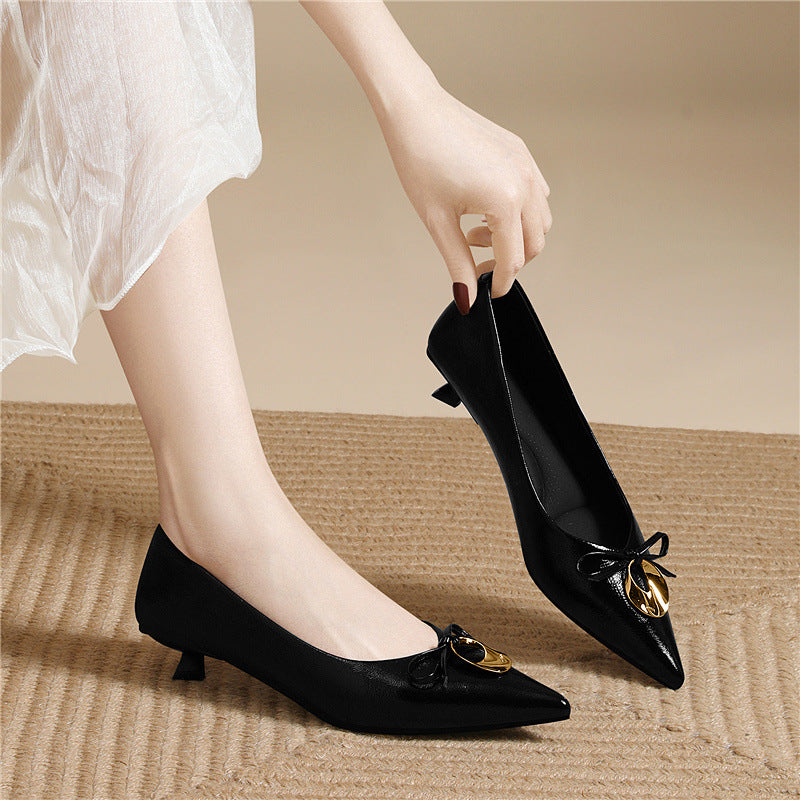 Damen Ballerinas Elegante Spitze Schuhe mit Zierschnalle