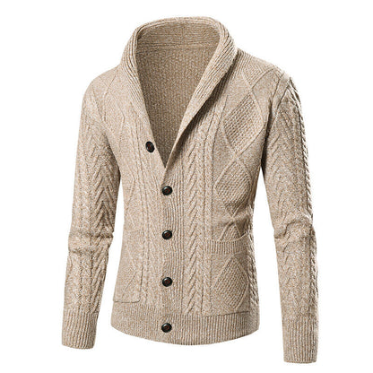 Herren Strickjacke Klassisch mit Knöpfen und Kabelmuster