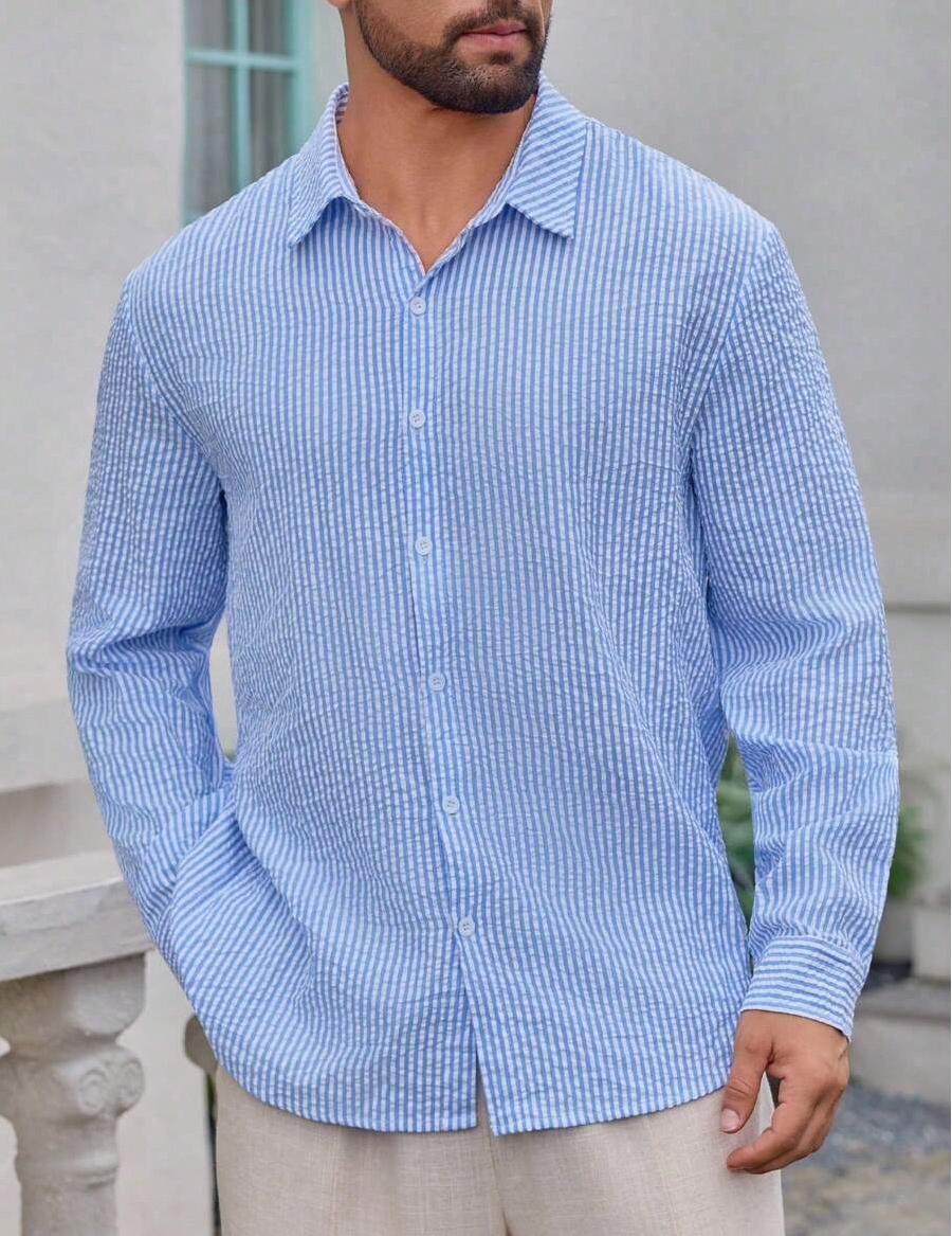 Herren Hemd Schmale Streifen Slim Fit Modern