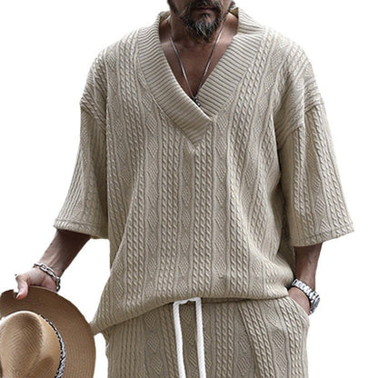 Herren Pullover Lässig V-Ausschnitt Kabelmuster Modern