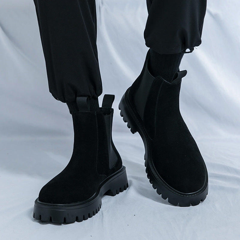 Damen Chelsea Stiefel Rutschfest Elastisch Schuhe Schwarz
