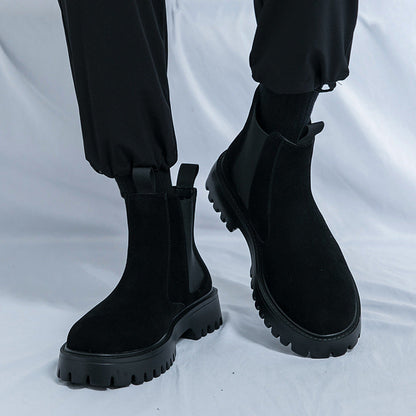 Damen Chelsea Stiefel Rutschfest Elastisch Schuhe Schwarz