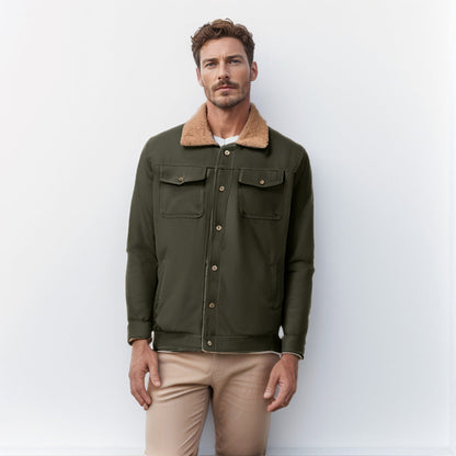Herren Winterjacke Schick Mit Kunstfell Kragen