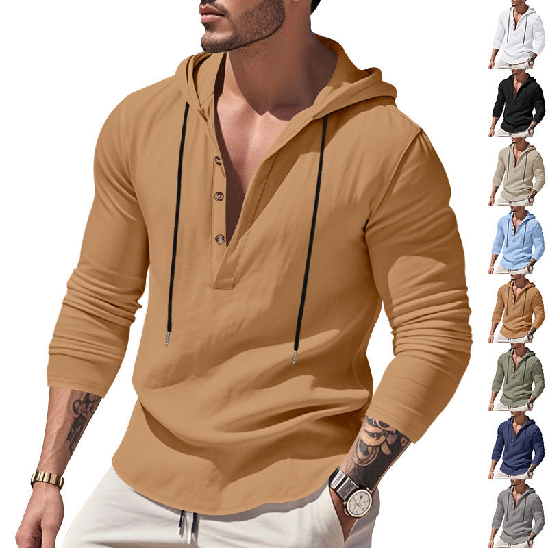 Herren Kapuzenpullover atmungsaktiv mit Knöpfen