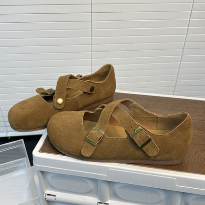 Damen Clogs Bequem Wildleder Optik Kreuzriemen