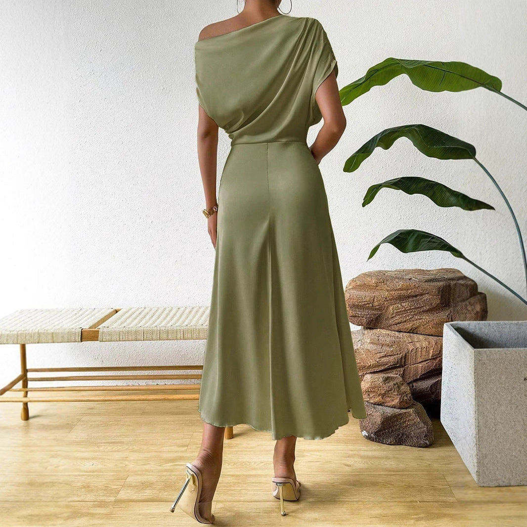 Elegantes Abendkleid Damen Asymmetrisch Fließend