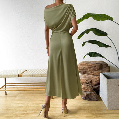 Elegantes Abendkleid Damen Asymmetrisch Fließend