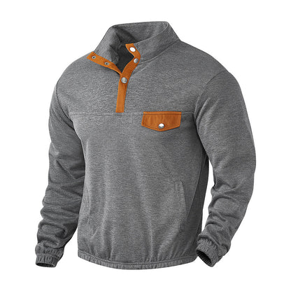 Herren Pullover Strukturiert Mit Brusttasche Modern