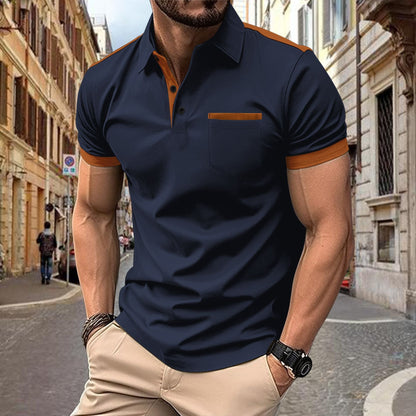 Herren Poloshirt Kurzarm Modern mit Kontrastdetails und Brusttasche - BerlinGlamour