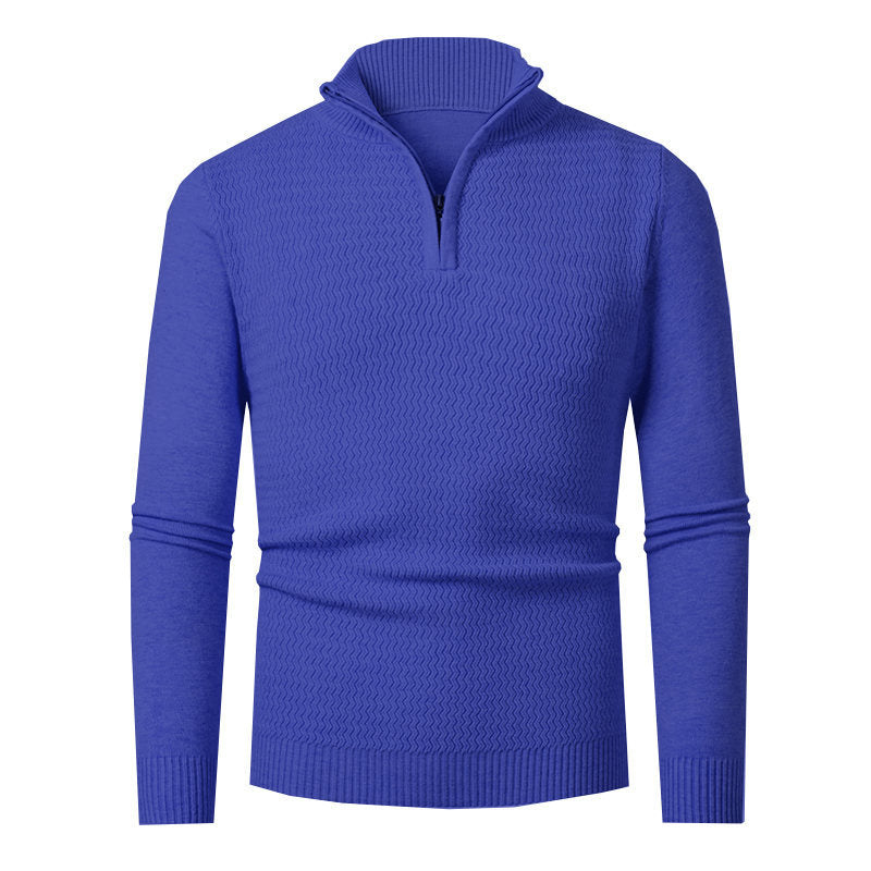 Herren Strickpullover Modern mit Reißverschluss und Wellenmuster