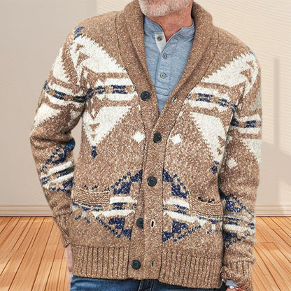 Herren Strickjacke Muster Strick Modern mit Taschen