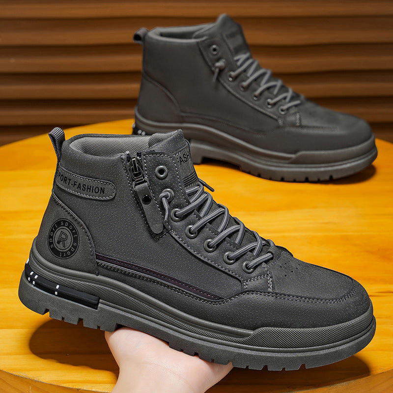 Damen Sneaker High-Top Schwarz mit Reißverschluss Modisch