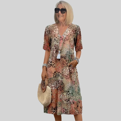 Damen Sommerkleid V-Ausschnitt Leicht mit Taschen
