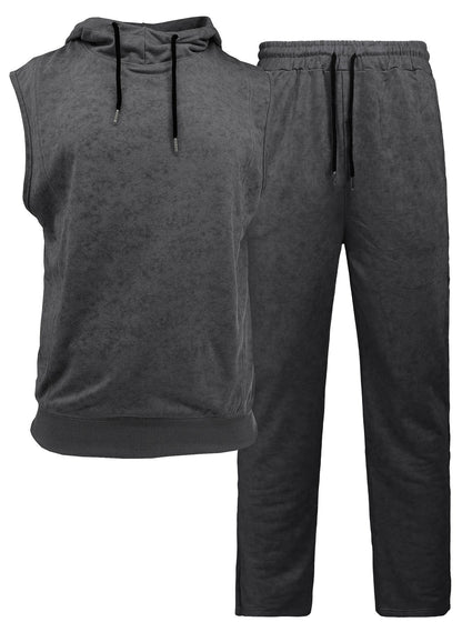 Herren Sportset Ärmellos Hoodie Jogginghose Bequem