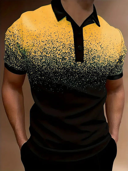 Herren Polohemd Modern Gradient Druck Sportlich