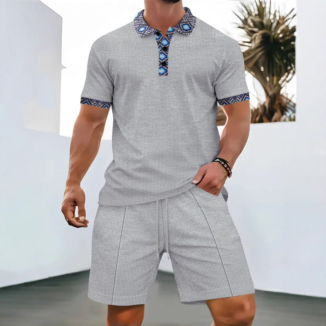 Herren Sportset Kurzarm mit Stilvollen Kragen Modern